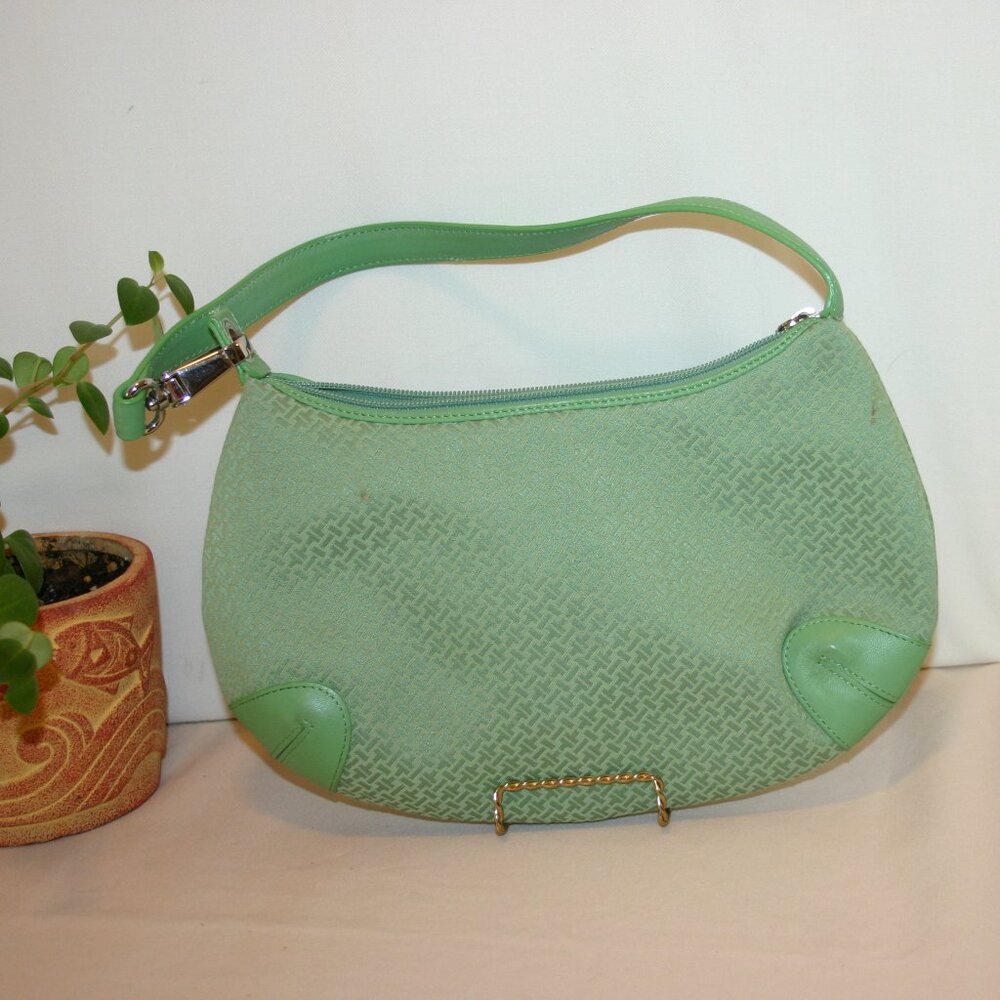Talbot’ Lime Green Fabric & Faux-Leather Satchel Bag B-152